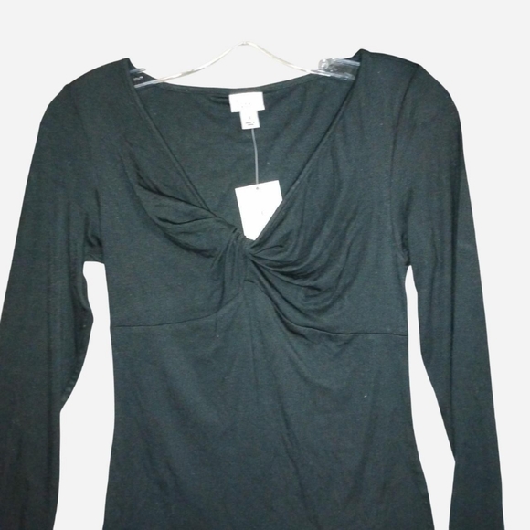 NWT A New Day Black Twist-Front Long Sleeve Top - Size S - Picture 2 of 6
